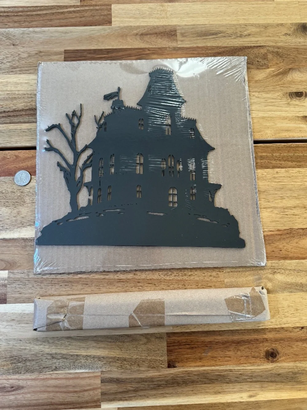 Haunted Mansion silhouette tabletop decor - with wood base - NEW